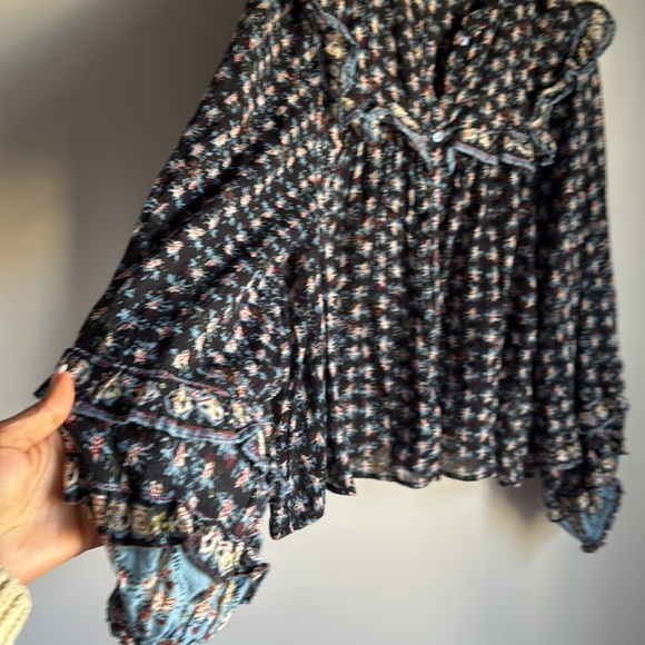 Free People Jenna Printed Blouse Large - Picture 9 of 14
